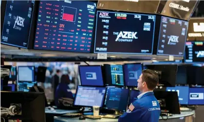  ?? Photograph: Justin Lane/EPA ?? A trader on the floor of the New York stock exchange on Monday.