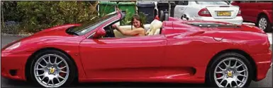  ??  ?? Stealer’s wheels: Laura Smyth posted this picture on Facebook showing her posing in a Ferrari