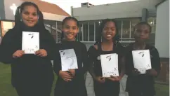  ?? ?? Budding artists from Dellville Park Primary, from left: Gemma Julius (A), Tameerah Alexander (A+), Elizabeth Appie (A++ and a Special Award) and Khamila Mgweba (A+).