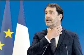  ?? Isa Harsin Pool Photo ?? FRENCH Interior Minister Christophe Castaner, in announcing the ban, said “the method of seizing the neck ... will no longer be taught in police schools.”