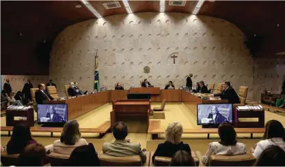  ?? Rosinei Coutinho - 7.mar.24/divulgação ?? Ministros participam de sessão no plenário do STF, em Brasília