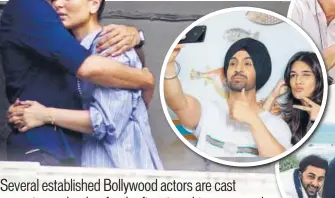  ?? PHOTO: WASEEM GASHROO/HT ?? Clockwise from top left: Kareena Kapoor Khan and Sumeet Vyas star in Veere Di Wedding; Kriti Sanon and Diljit Dosanjh are in Arjun Patiala; Akshay Kumar and Radhika Apte are in PadMan; Ranbir Kapoor (left) and Alia Bhatt are in Brahmastra; Varun Dhawan...