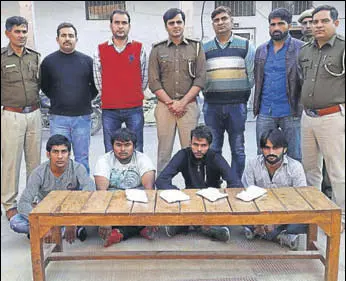  ?? HT PHOTO ?? The Special Task Force, Gurgaon, arrested four members of the Manjeet Mahal gang on Sunday. The STF, which was dissolved in 2010, was revived on Friday to check rising crime in NCR.