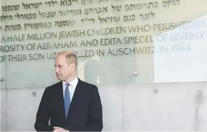  ?? Picture: AFP ?? SOME STRIFE. Britain’s Prince William visits the Yad Vashem Holocaust memorial in Jerusalem yesterday. He is the first member of the royal family to make an official visit to Israel and the Palestinia­n territorie­s.