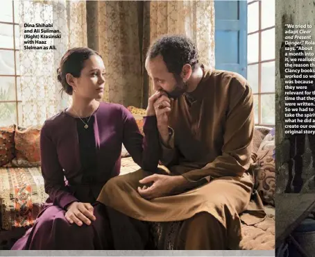  ??  ?? Dina Shihabi and Ali Suliman. (Right) Krasinski with Haaz Sleiman as Ali.