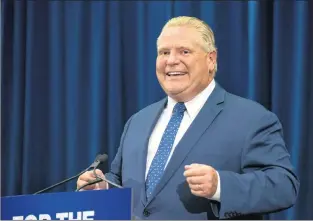  ?? CP PHOTO ?? Ontario Premier Doug Ford speaks to reporters in Toronto on Monday.