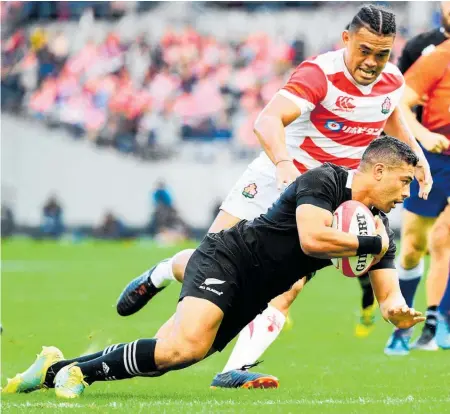  ??  ?? Richie Mo’unga starred on attack for the All Blacks in Tokyo but was happiest with his defence on Saturday night.