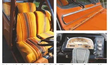  ??  ?? Various styles of seats have been fitted to the 2CV over the years. Rust around the front bulk head is a common problem and can be difficult to totally eradicate.