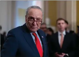  ?? J. SCOTT APPLEWHITE - THE ASSOCIATED PRESS ?? Senate Majority Leader Chuck Schumer, D-N.Y., at the Capitol on March 12.