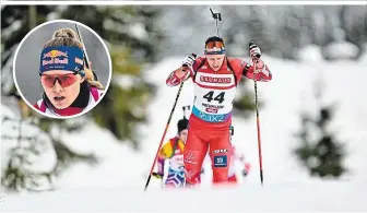  ?? ?? Beste Österreich­er: Anna Gandler belegte im Sprint Rang elf, David Komatz landete auf Platz 19