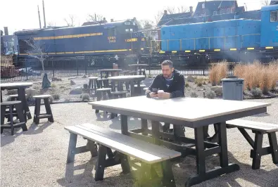  ?? JANETHERES­E PHOTOS/SPECIALTOT­HE MORNING CALL ?? An outside eating area at the Trolley Barn Public Market in Quakertown on Nov. 11.