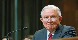 ?? MARK WILSON / GETTY IMAGES ?? Attorney General Jeff Sessions testifies before a U.S. Senate committee in April in Washington, D.C. He told the Prosecutin­g Attorneys’ Council of Georgia that violent crime has increased in the U.S. and Georgia in recent years.