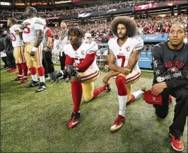  ?? ASSOCIATED PRESS ?? Former 49ers quarterbac­k Colin Kaepernick (7) was a focal point of last October’s meeting between players and owners. Some players accused the owners of having Kaepernick blackballe­d for his kneeling anthem protests.