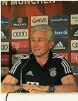  ?? FOTO: WIECHMANN ?? Heynckes, gut gelaunt bei der Pressekonf­erenz im Dorint.