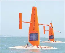  ?? — Saildrone Inc. ?? Saildrones will ridethe waters and transmit observatio­ns for up to a year.