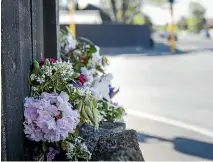  ?? ALDEN WILLIAMS/ STUFF ?? Flowers have been placed in Christchur­ch in memory of Kenneth McCaul, who was killed in Tuesday’s crash.