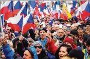  ?? PETR DAVID JOSEK/AP ?? Thousands of Czechs rally Saturday in the capital of Prague against the government, protesting high inflation and demanding the country end military support for Ukraine, invaded by Russia.