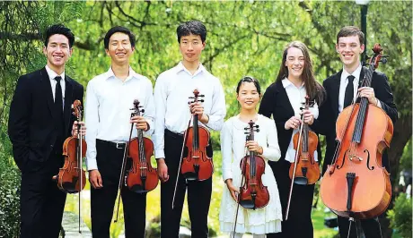  ??  ?? Preparing for its first concert are Ensemble Vivace featuring (from left) Ernest Tay (violin), Joshua Zhang (violin/viola), Samuel Zhang (violin/viola/piano), Rebekah Zhang (violin), Taylah Evans (violin) and Jacob Evans (cello). Absent is Josiah...