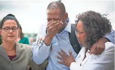  ?? ELIZABETH FLORES, AP ?? Family and friends of Philando Castile, including John Thompson, center, weep Friday after police officer Geronimo Yanez was found not guilty in the shooting death of Castile.