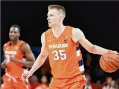  ?? John Minchillo / Associated Press ?? Syracuse's Buddy Boeheim finished his college career with the second-most 3-pointers made in school history.