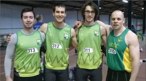  ??  ?? An Riocht senior men’s relay team, from left, Dylan Roche, PJ Galvin, William O’Connor and Anthony Greaney.