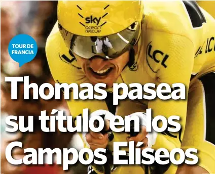  ??  ?? ESFUERZO. Geraint Thomas logró aguantar como líder del Tour de Francia.