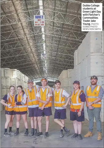  ??  ?? Dubbo College students at Green Light Day with Fletcher’s Commoditie­s Trader Jake Young. PHOTO: DUBBO PHOTO NEWS/KEN SMITH