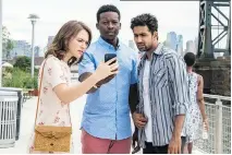  ?? CBS ?? Violett Beane, left, as Cara, Brandon Micheal Hall, as Miles, and Suraj Sharma, as Rakesh, star in God Friended Me, a new comedy that explores the intersecti­on of social media and spirituali­ty.