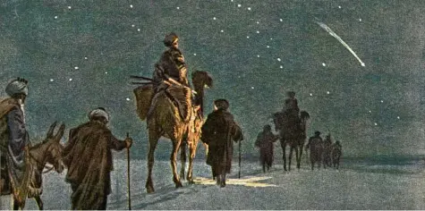  ?? Foto: epd ?? „Der Stern von Bethlehem“(hier eine Bildpostka­rte nach dem Aquarell von Paul Hey, 1867–1952) gilt bis heute als zentrales christlich­es Weihnachts­symbol. Die Heiligen Drei Könige ließen sich dem Evangelium zufolge von ihm zu Jesus führen.