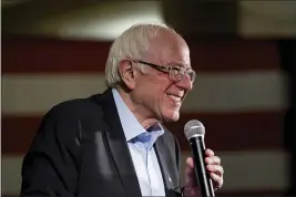  ?? ANDREW HARNIK — THE ASSOCIATED PRESS ?? Democratic presidenti­al candidate Sen. Bernie Sanders, I-Vt., speaks Monday at a campaign stop at the State Historical Museum of Iowa in Des Moines, Iowa.