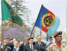  ?? Picture: SIBONGILE NGALWA ?? FOR LOCAL HEROES: A Remembranc­e Sunday Memorial service parade is led by past and present service men and women on Sunday up Oxford Street in East London.