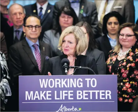  ?? GREG SOUTHAM ?? Premier Rachel Notley announces new legislatio­n on Monday in Edmonton that gives the energy minister the power to restrict the flow of oil and gas out of the province.