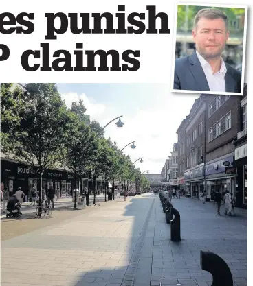  ??  ?? A clean Chapel Street in the centre of Southport, free of litter. Fines bring in seven times more money than in Bootle, the Visiter has learned. Inset, MP Damien Moore