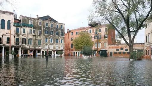  ?? (Manuel Silvestri/Reuters) ?? A VIEW of the flooded Jewish Ghetto during a period of seasonal high water in Venice, 2019. The book questions whether Jews in medieval Europe were as separate from their nonJewish neighbors as believed.