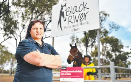  ?? Picture: ALIX SWEENEY ?? Black River Pony Club president Deanne Lawrence, pictured with member Bernadette Kerr and thoroughbr­ed Lucifer Morningsta­r, says the club has been ignored in the planning of the highway upgrade.