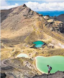  ?? ?? Best foot forward: the Tongariro Alpine Crossing can be hiked in a day