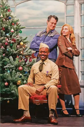  ?? Diane Sobolewski/ Contribute­d photo ?? Matt Bogart, left, Audrey Cardwell and Josh Breckenrid­ge in Goodspeed's "Christmas in Connecticu­t."