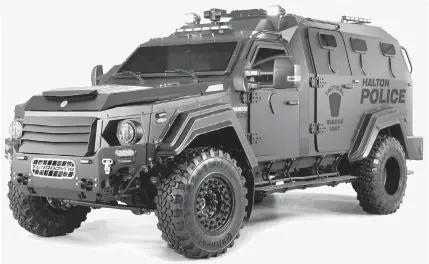  ??  ?? The Greater Victoria Emergency Response Team has bought a light armoured vehicle for $320,635. Community police need vehicles such as these to protect themselves and citizens from harm, letter writers say.