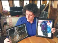  ?? MARY ESCH / ASSOCIATED PRESS ?? Denise Krohn at her kitchen table with photos of her dogs, which were shot dead during a burglary a year ago at her home in rural upstate New York. Krohn is pushing for a law named after the pets.