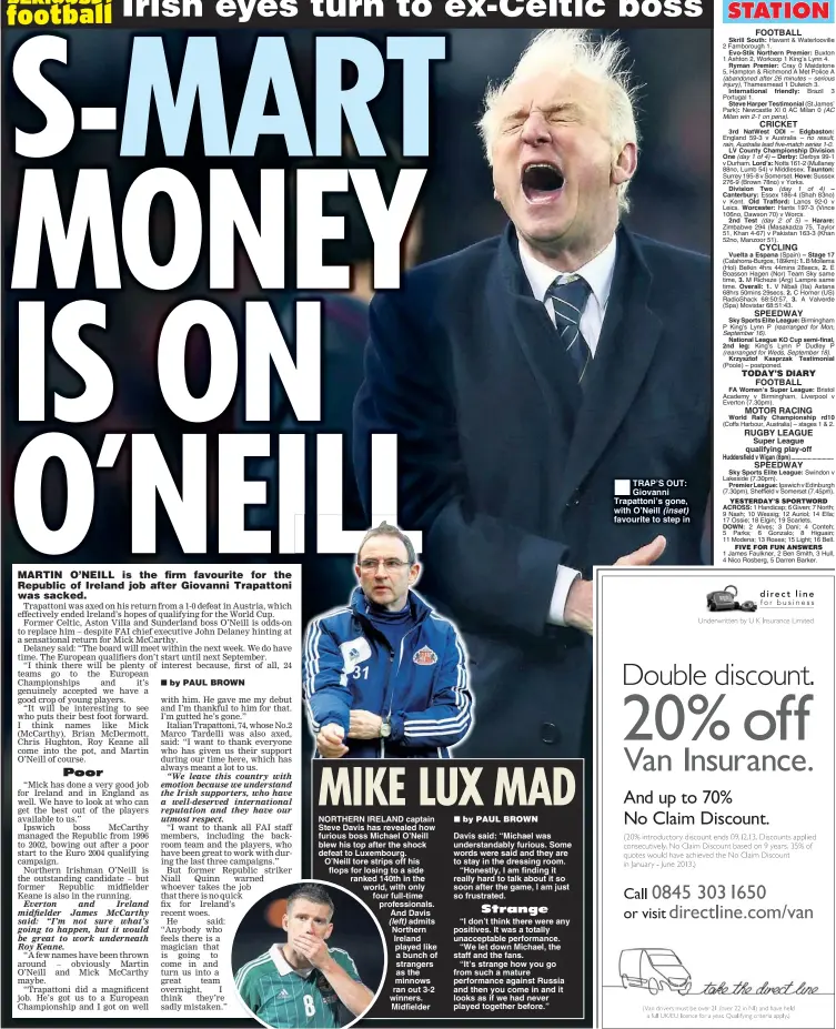  ??  ?? Davis said: “Michael was understand­ably furious. Some words were said and they are to stay in the dressing room.
“Honestly, I am finding it really hard to talk about it so soon after the game, I am just so frustrated.