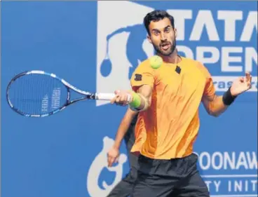  ??  ?? Yuki Bhambri, who lost in the second round to Pierrehugu­es Herbert of France at the Tata Open Maharashtr­a, in Pune on Wednesday.