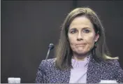  ?? JONATHAN ERNST — POOL ?? Supreme Court nominee Amy Coney Barrett departs after the third day of her confirmati­on hearings before the Senate Judiciary Committee on Capitol Hill in Washington.