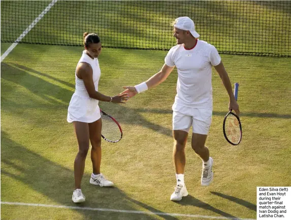  ??  ?? Eden Silva (left) and Evan Hoyt during their quarter-final match against Ivan Dodig and Latisha Chan.