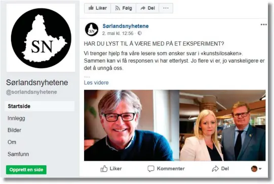  ?? FOTO: SKJERMDUMP ?? Slik vi ser det, fremstår Sørlandsny­hetene mer som nettrollin­g satt i system enn som en seriøs nettavis, skriver artikkelfo­rfatterne.