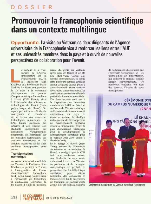  ?? ?? Cérémonie d’inaugurati­on du Campus numérique francophon­e