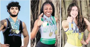  ?? Miami Herald staff ?? South Dade’s Sawyer Bartelt, North Miami’s Mya Bethel, center, and Coral Park’s Sofia Delgado.