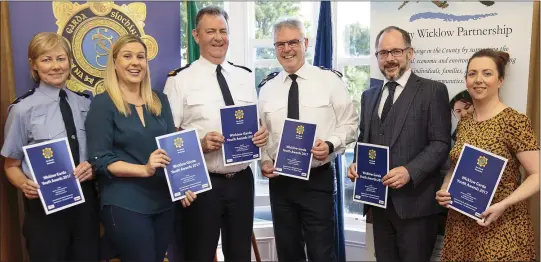  ??  ?? Inspector Sorcha Fitzpatric­k; Garda Emma Skinner; Chief Superinten­tent JP Quirke; Superinten­dent Pat Ward; Brian Carty, CEO of Wicklow Partnershi­p; and Mary Fogarty from the Bray People at the launch fo the Wicklow Garda Youth Awards last Thursday.