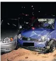  ?? FOTO: POLIZEI DUISBURG ?? Der VW Lupo ist nach dem Unfall ein Totalschad­en.