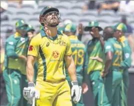  ?? AFP ?? Australia's Chris Lynn walks off after being dismissed during the first ODI vs South Africa in Perth.
