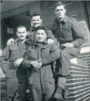  ??  ?? Frank Wong ( foreground) and his comrades are shown in this photograph titled Warhalf, Coyle, Wilson & Me . It is among the pieces featured in a photo exhibit at the Chinese Cultural Centre this week.